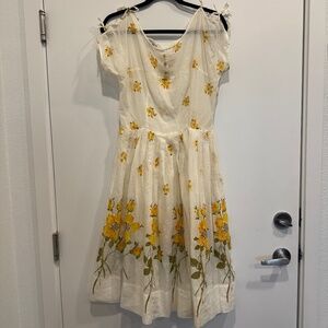 Vintage Coquette Sheer Polka Dot Floral Dress
